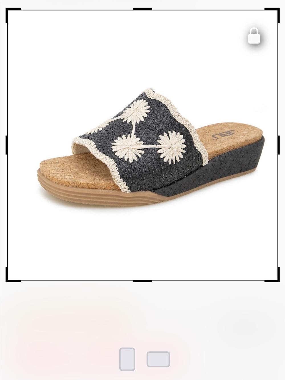 JBU Black Floral Wedge Slide Sandal